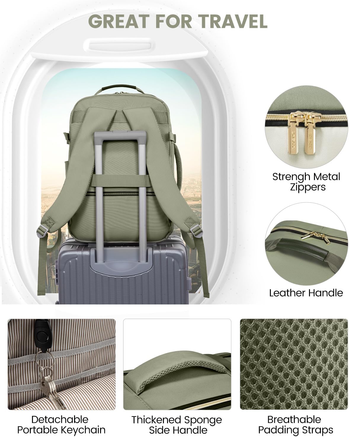 40L Airline Approved Travel Backpack encalife