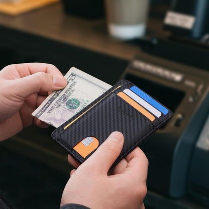 Slim RFID Carbon Fiber Wallet for Men encalife