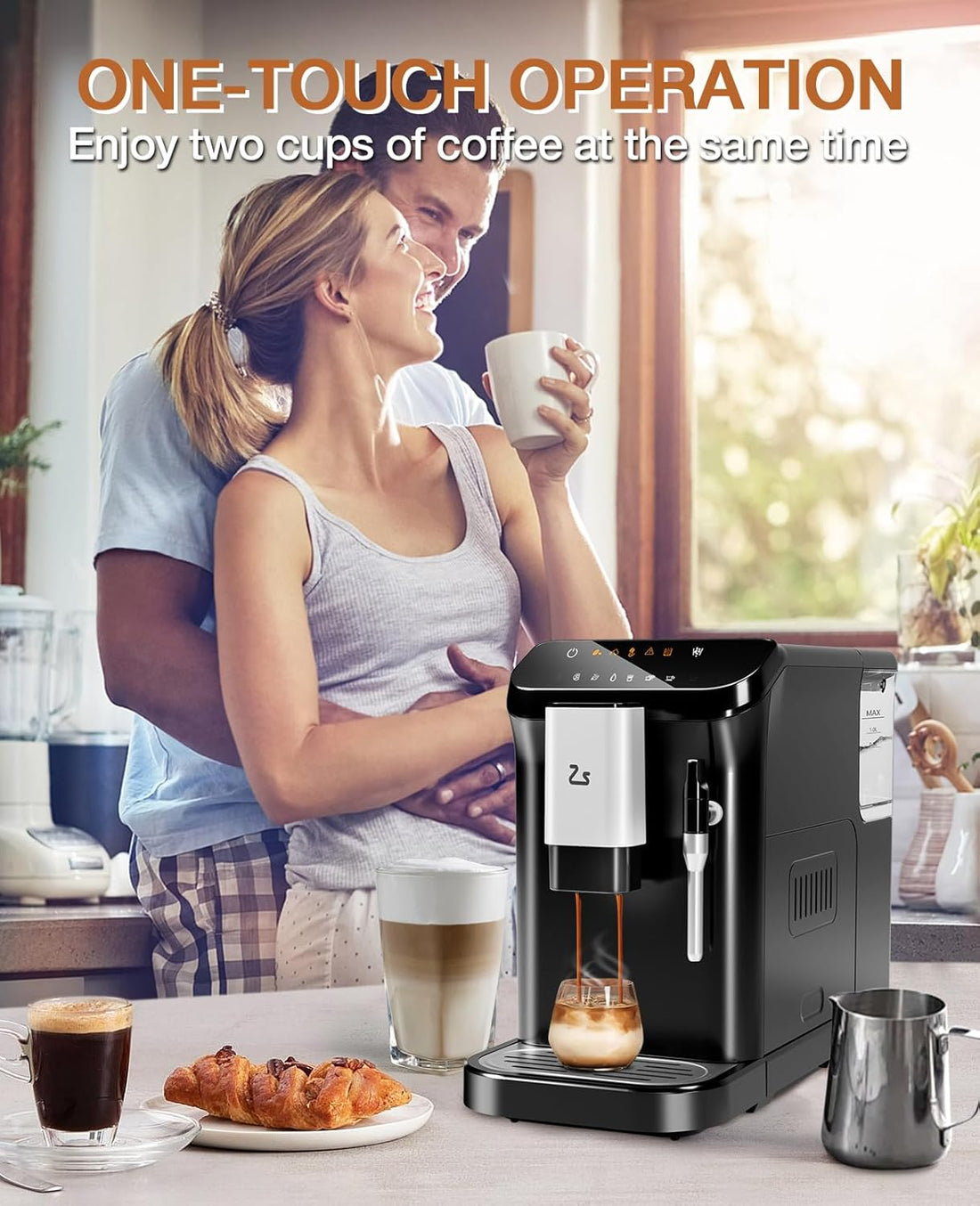 20 Bar Automatic Espresso Machine with Grinder &amp; Frother encalife