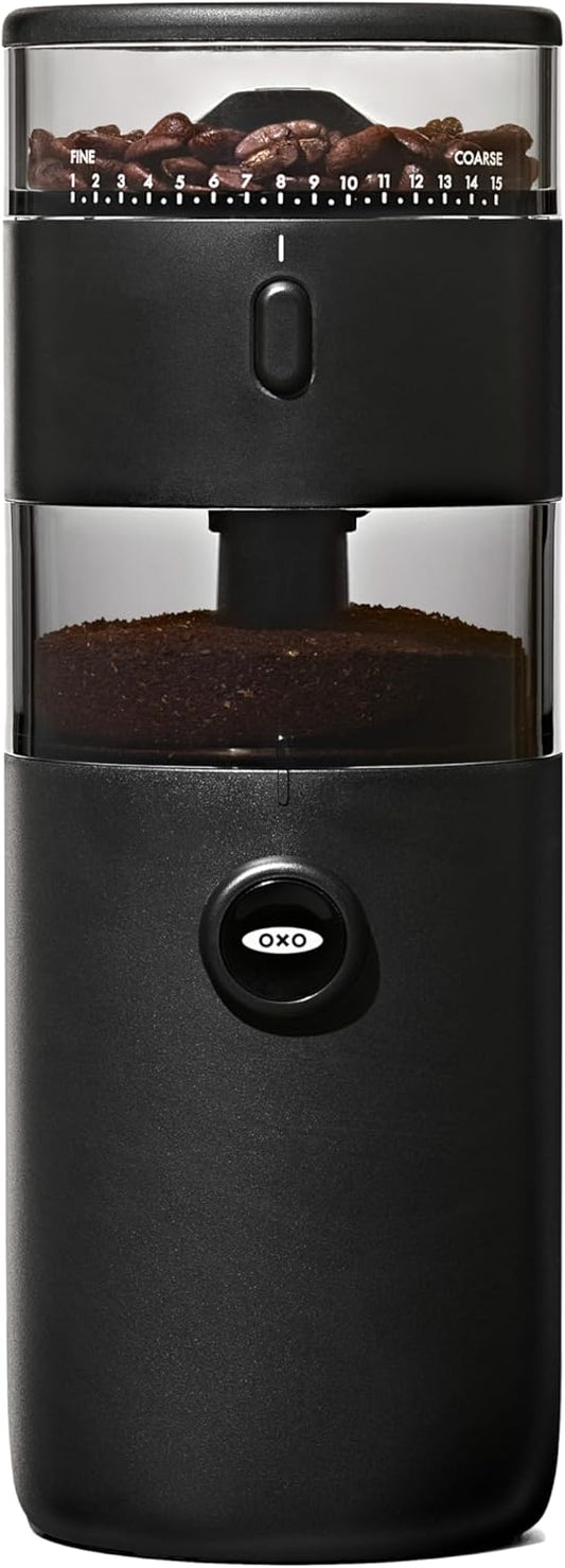 Compact conical burr coffee grinder for home use