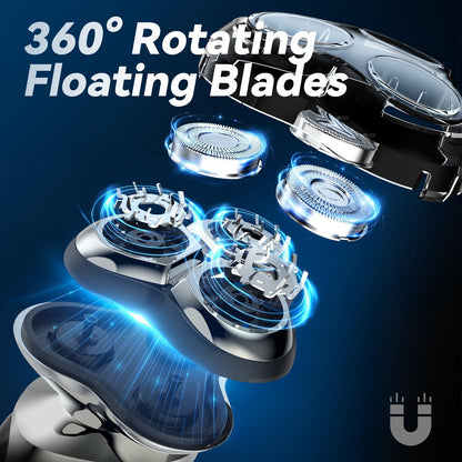 Electric Razor Men USB-C Rechargeable Rotary Shaver encalife