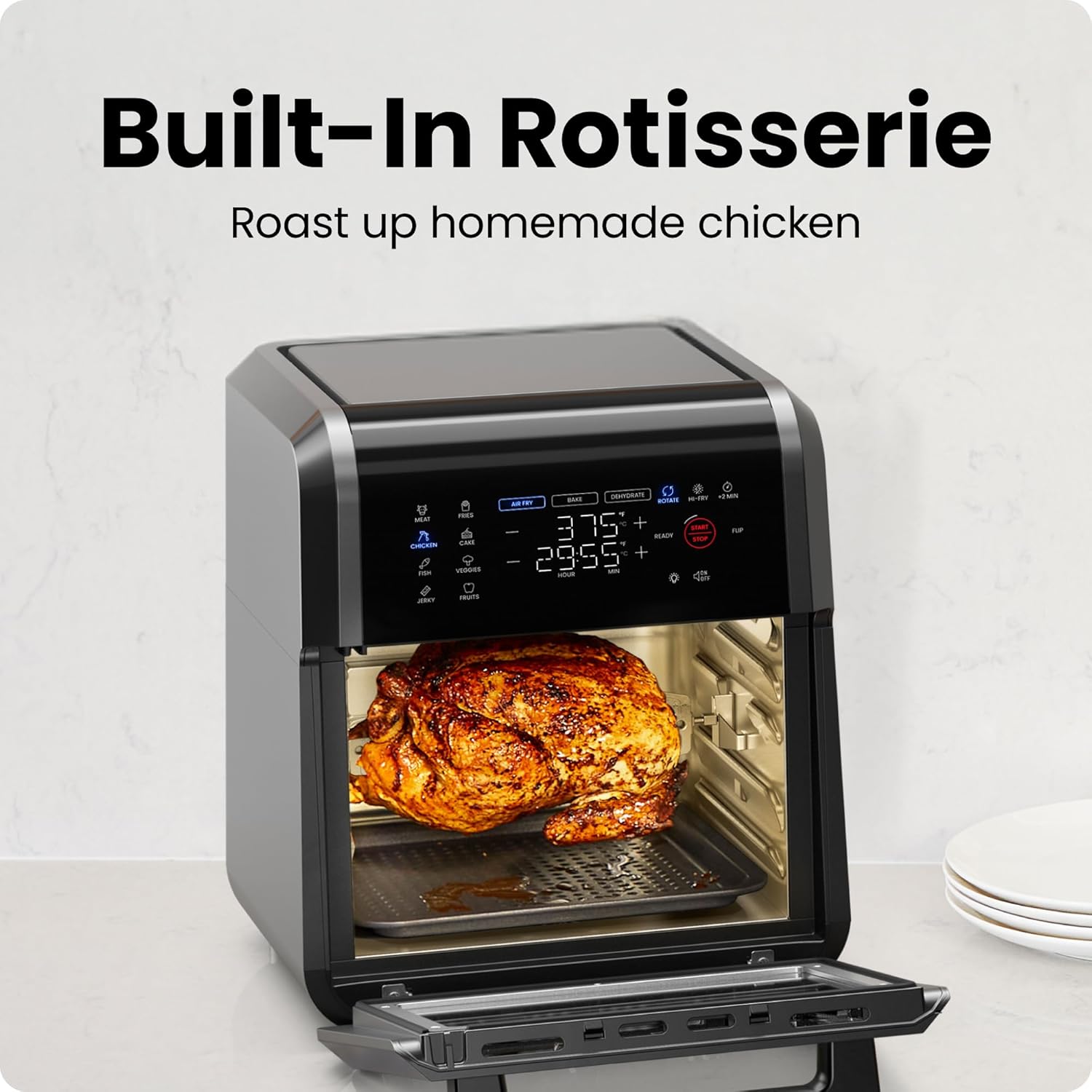Digital Air Fryer Oven I Rotisserie & 12 Presets encalife