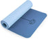 Eco-friendly non-slip TPE yoga mat with 6mm cushioning, double-sided grip, anti-tear durability, and carry bag for yoga, Pilates, and home workouts.