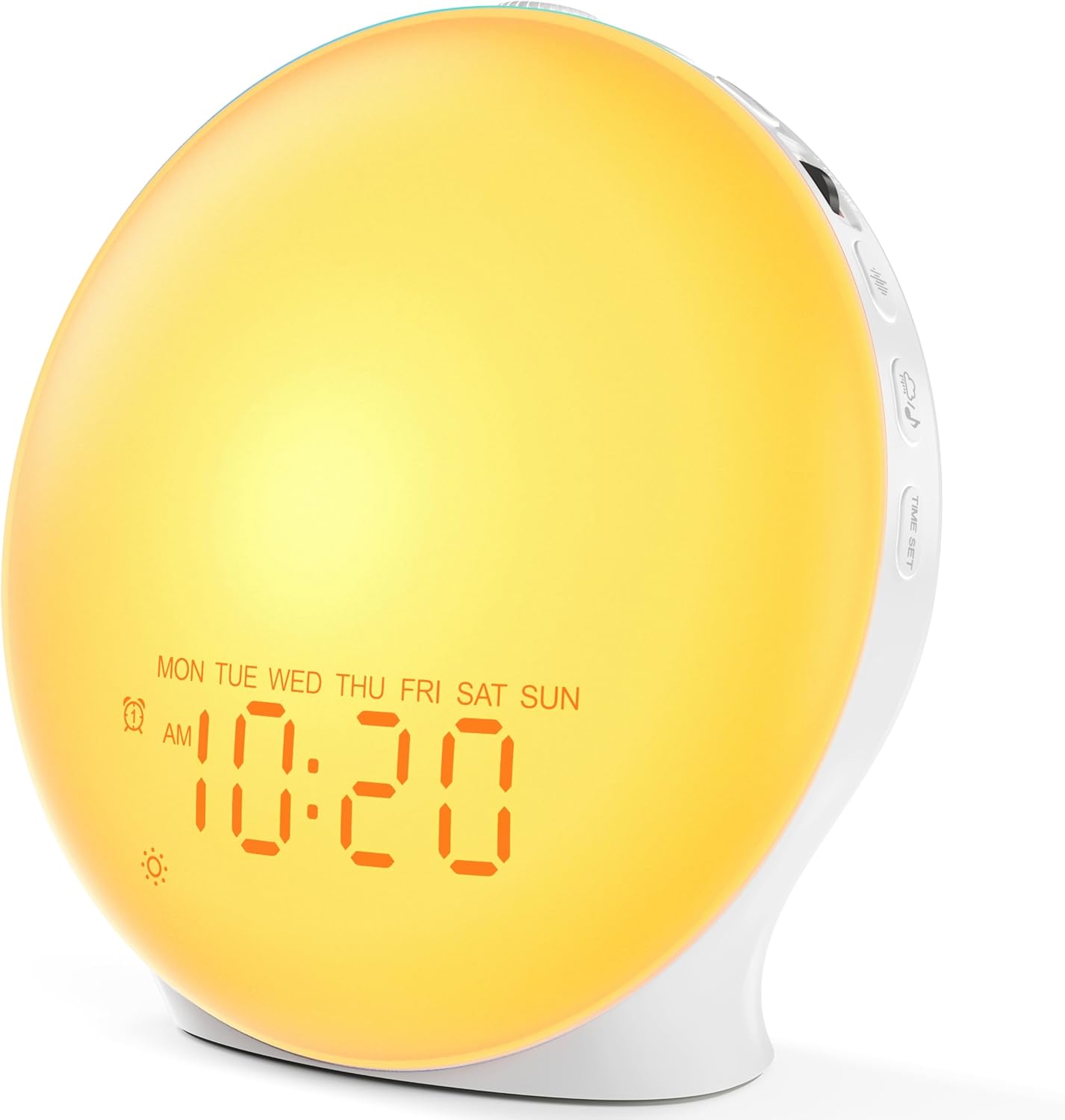 White sunrise alarm clock with white noise machine