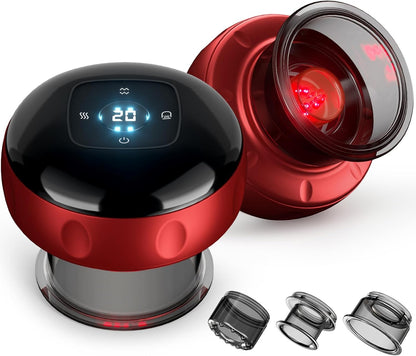 Smart electric cupping massager with heat suction and red light