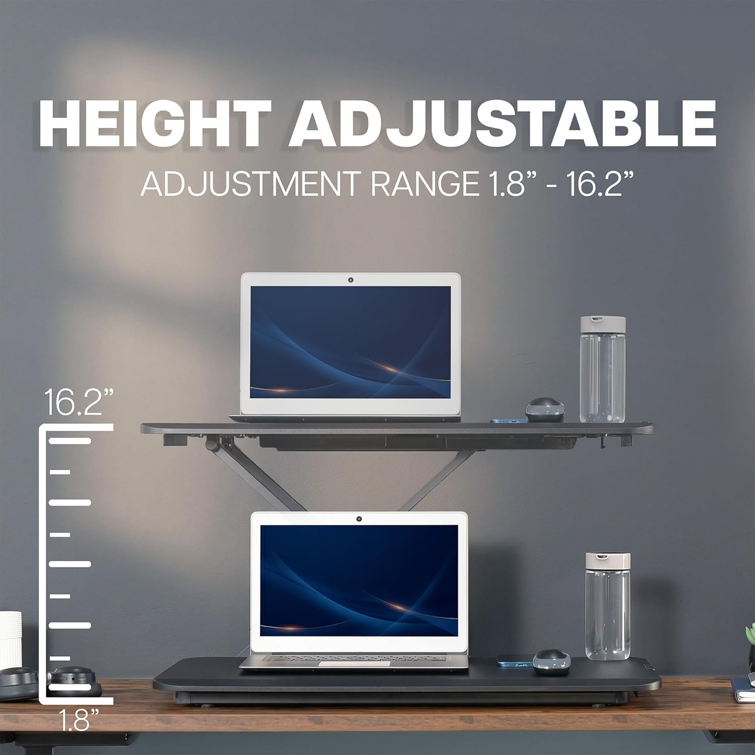 Black Standing Desk Converter Tabletop Workstation Riser encalife