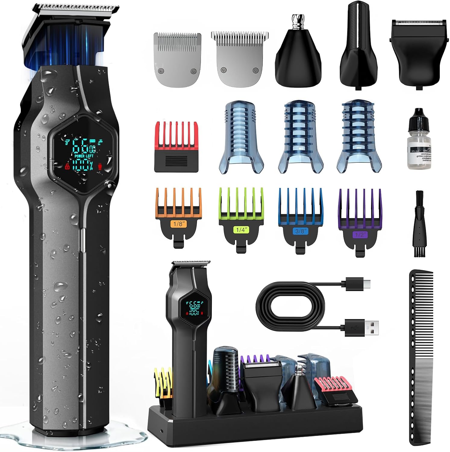 Beard trimmer with magnetic replacement heads