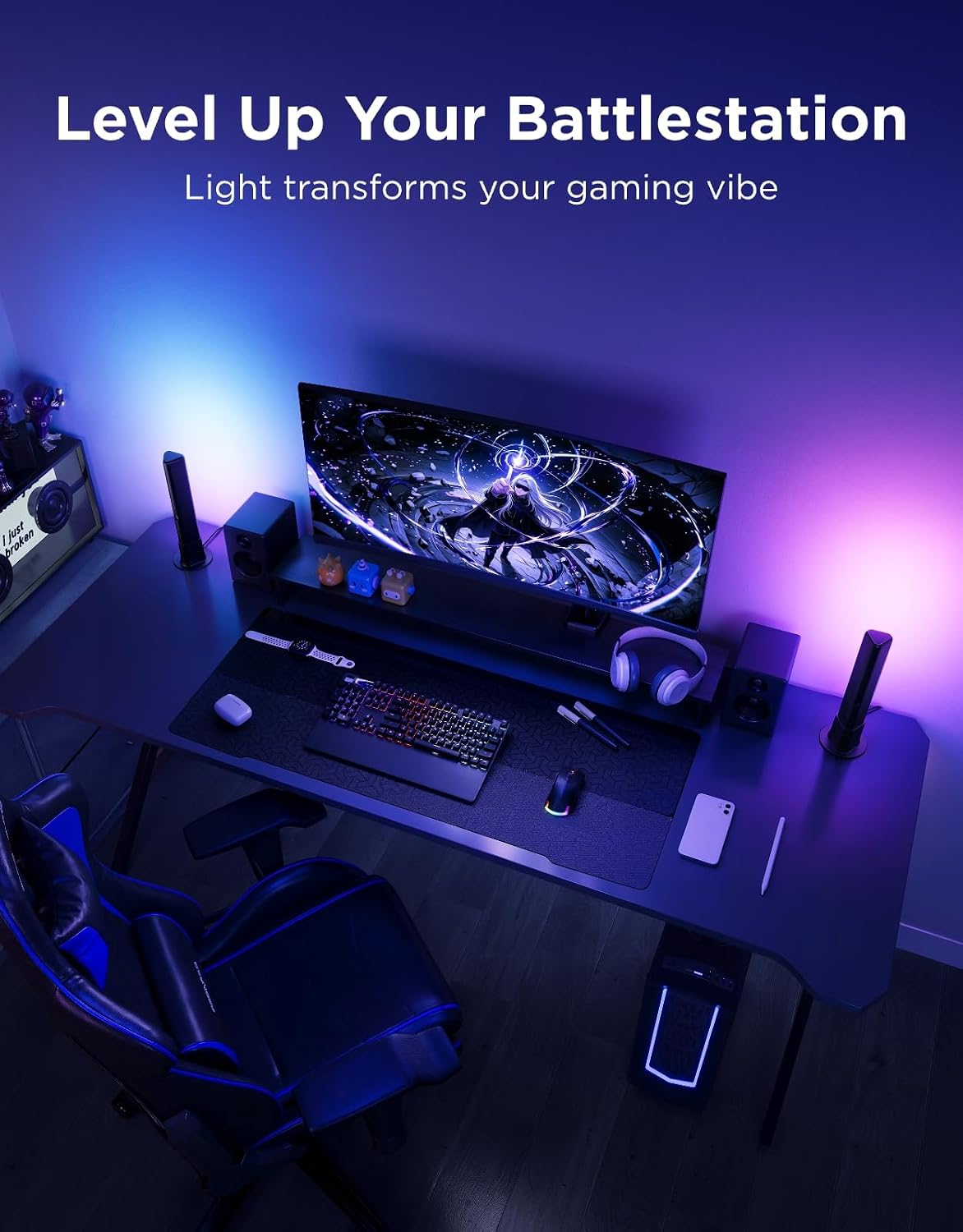 Immersive RGBICWW Smart Light Bar With Music Sync encalife