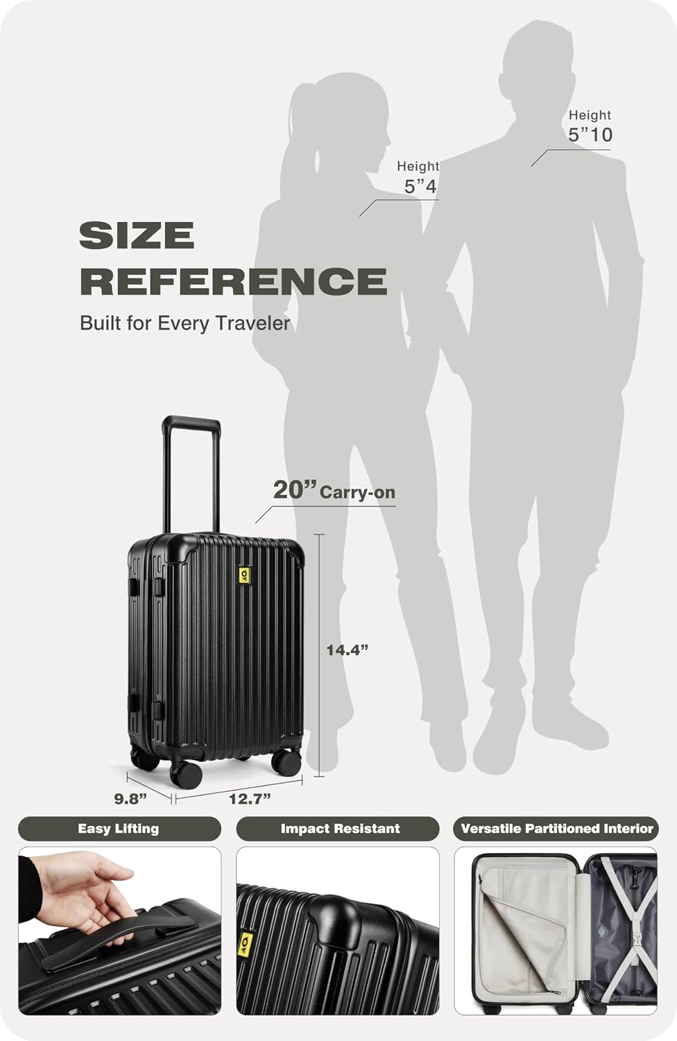 60L Vacuum Compression Carry-On Suitcase USB TSA encalife