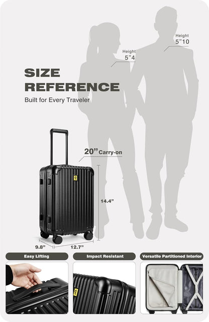 60L Vacuum Compression Carry-On Suitcase USB TSA encalife