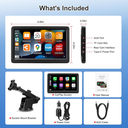 7 Inch Wireless Carplay Screen Portable Touchscreen encalife