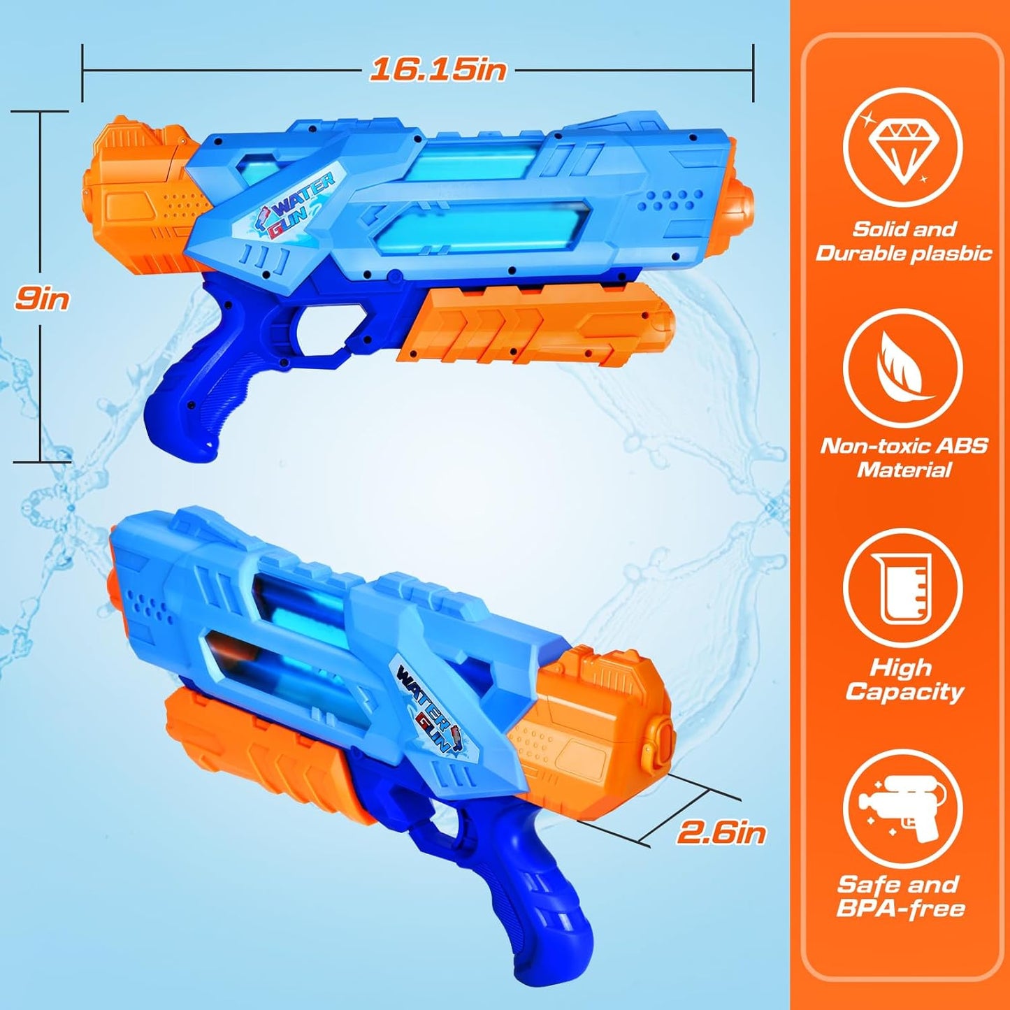 Quanquer 1200cc Water Guns I 2 Pack Super Blasters encalife