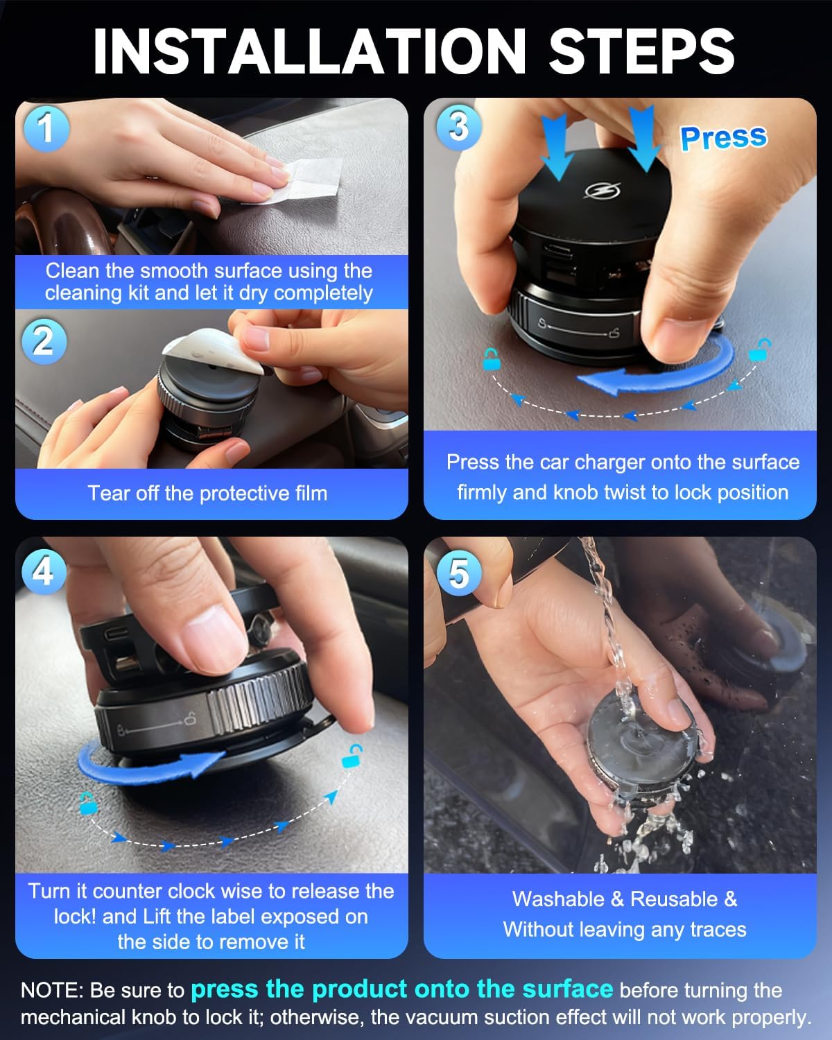Magnetic MagSafe Car Mount Charger 780° Suction encalife