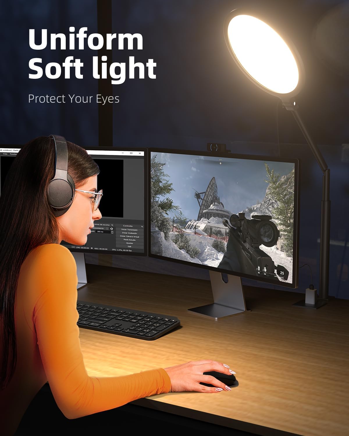 RGB Lighting Collection Adjustable Desk Ring Light encalife