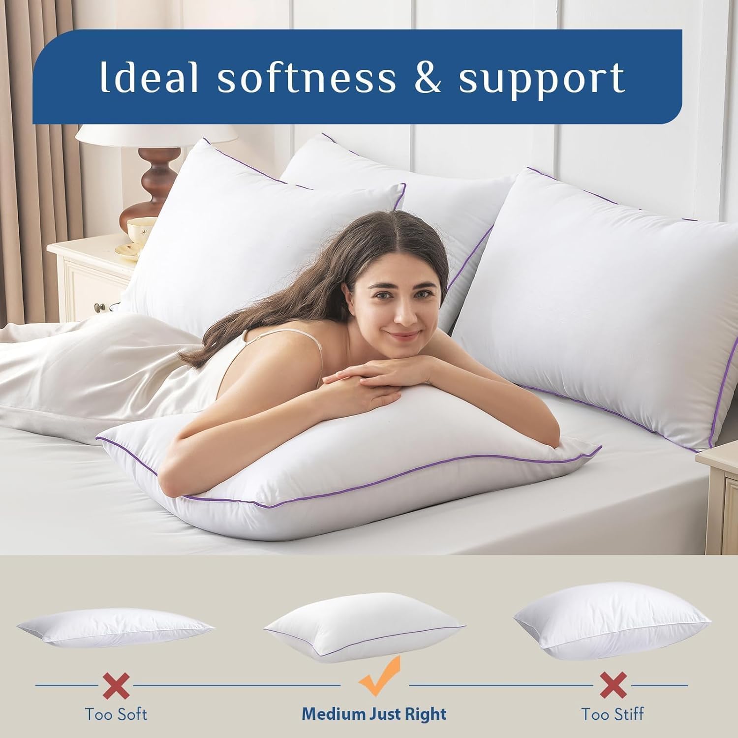 Bed Pillows Queen Set | Soft Support Hotel Quality Sleeping Pillows encalife