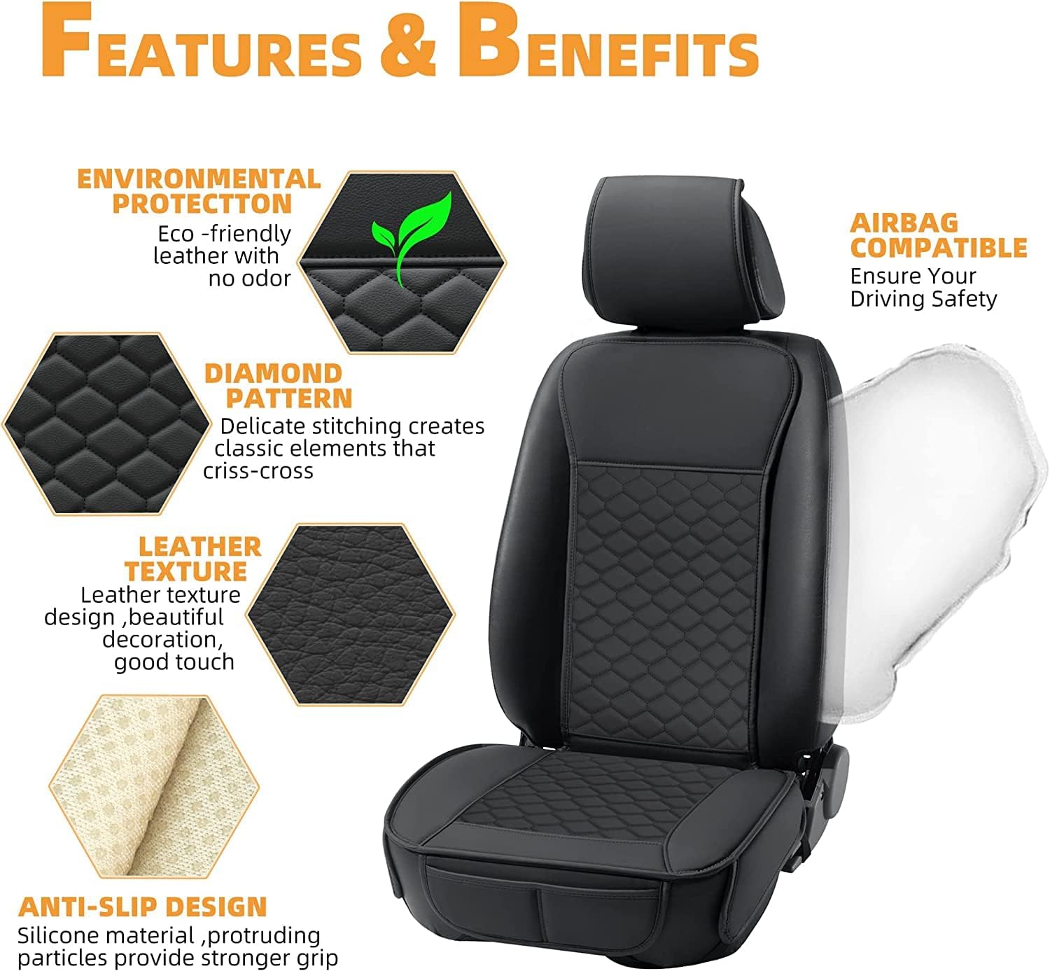 Waterproof Leather Car Seat Covers Front encalife