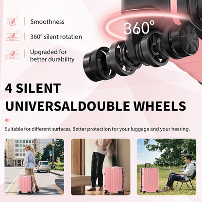 Zipperless Aluminum Frame Carry On Luggage encalife