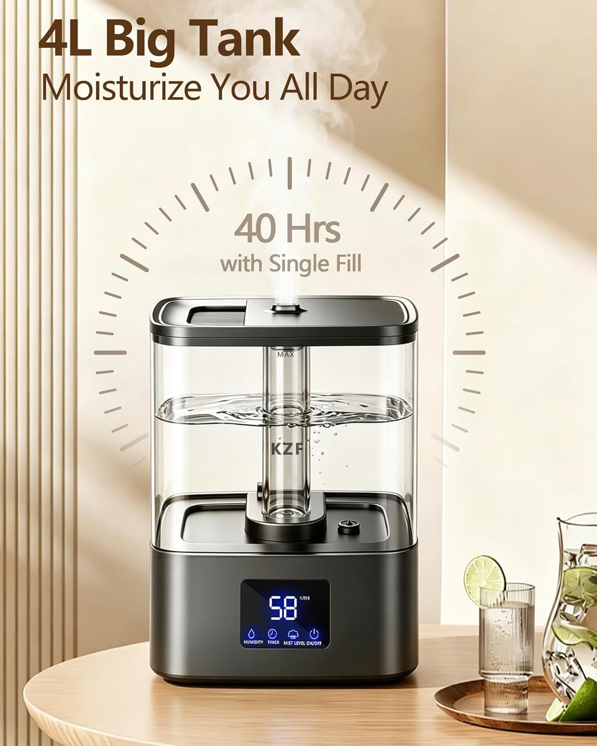 Top Fill Humidifier | 4L | Humidity Display encalife