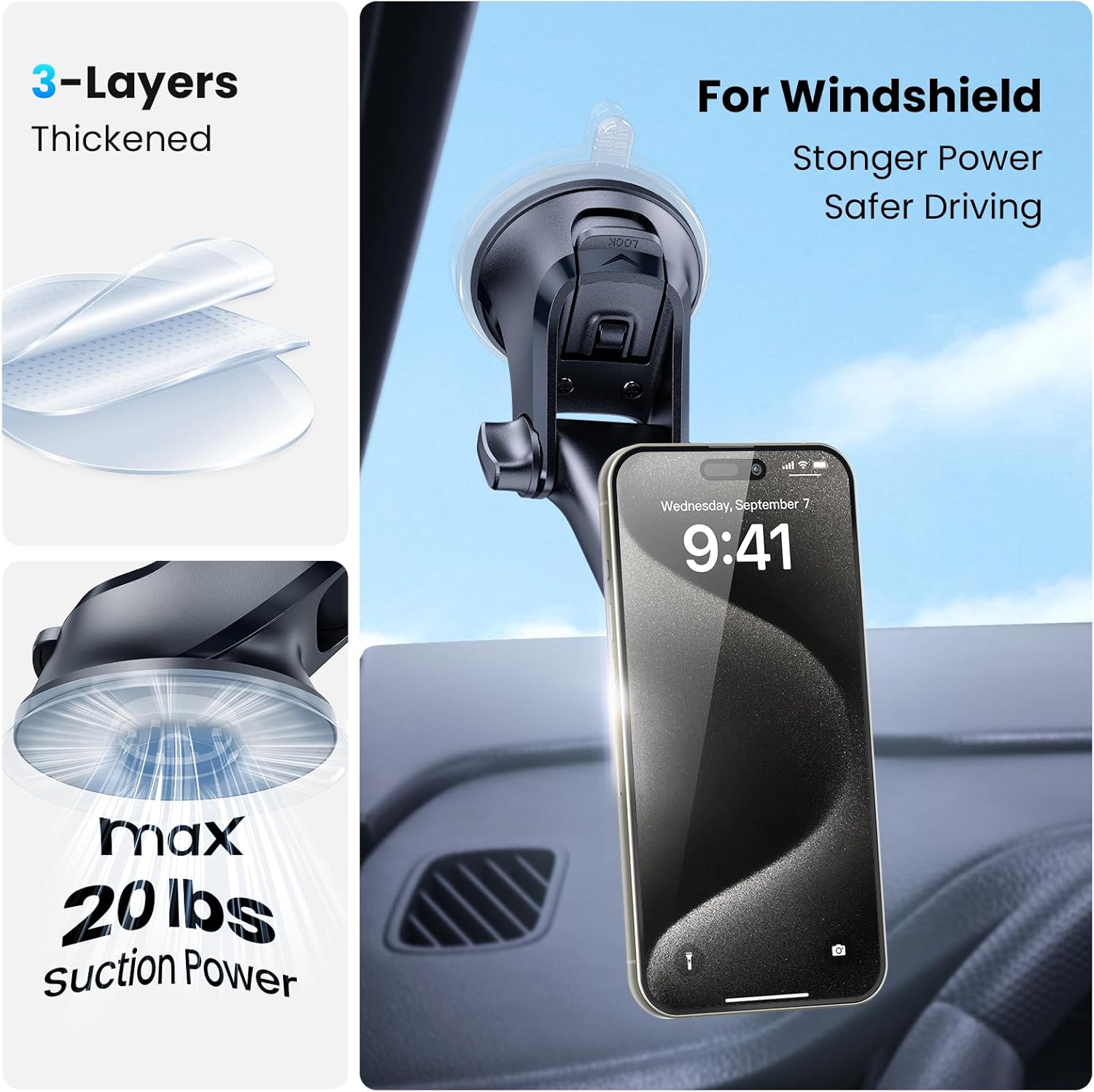 Magnetic Car Phone Mount Telescopic Suction encalife