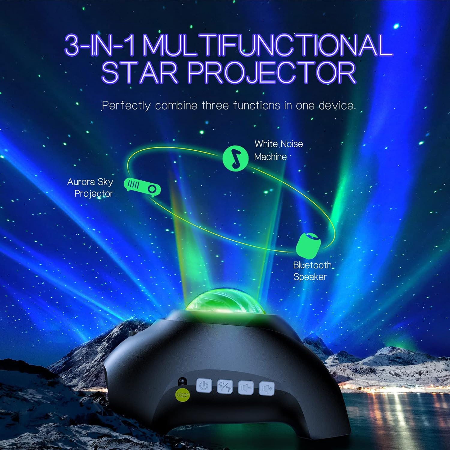 Northern Galaxy Aurora Projector with LED Effects encalife