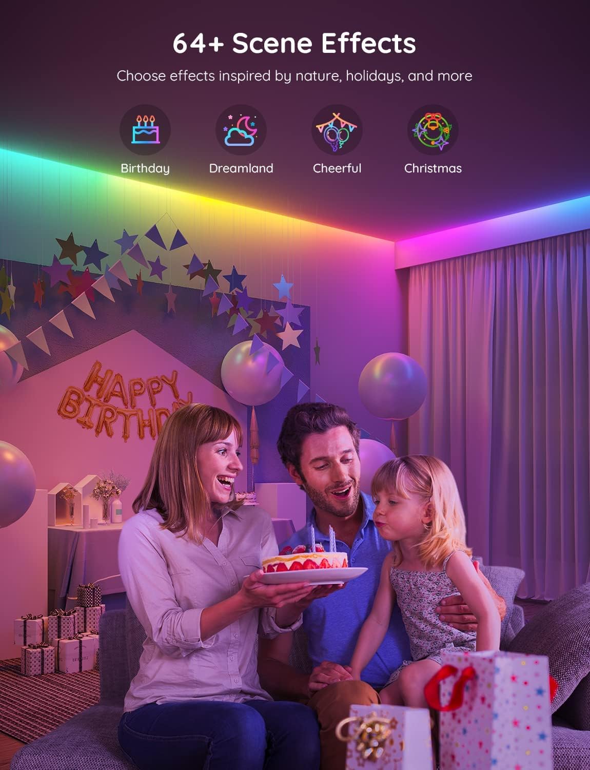 Dynamic RGBIC LED Strip Lights With Music Sync encalife