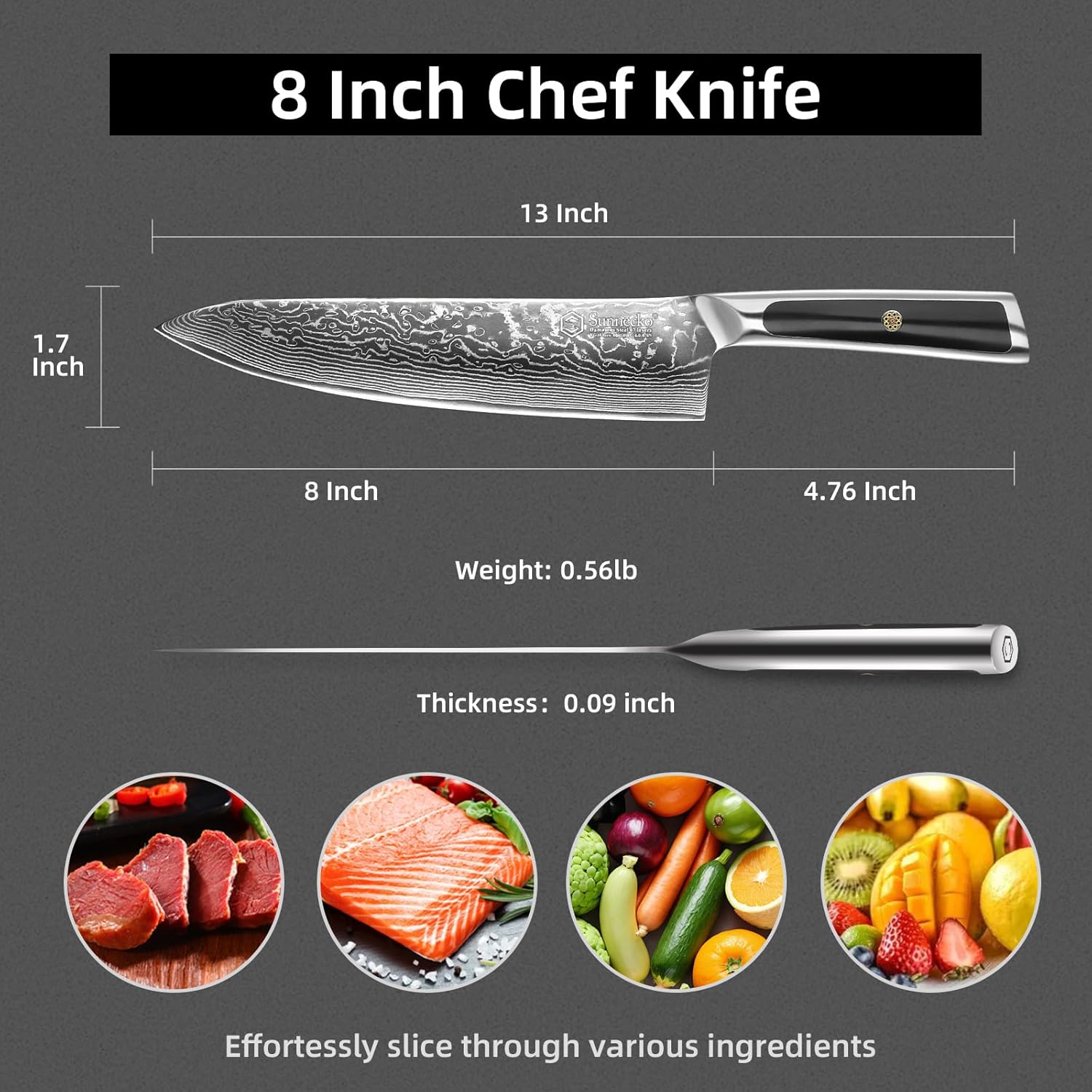 Damascus Chef Knife | 8 Inch Japanese Kitchen Knife encalife