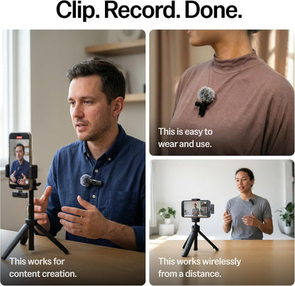 Wireless Mini Lavalier Microphone With Noise Cancelling encalife