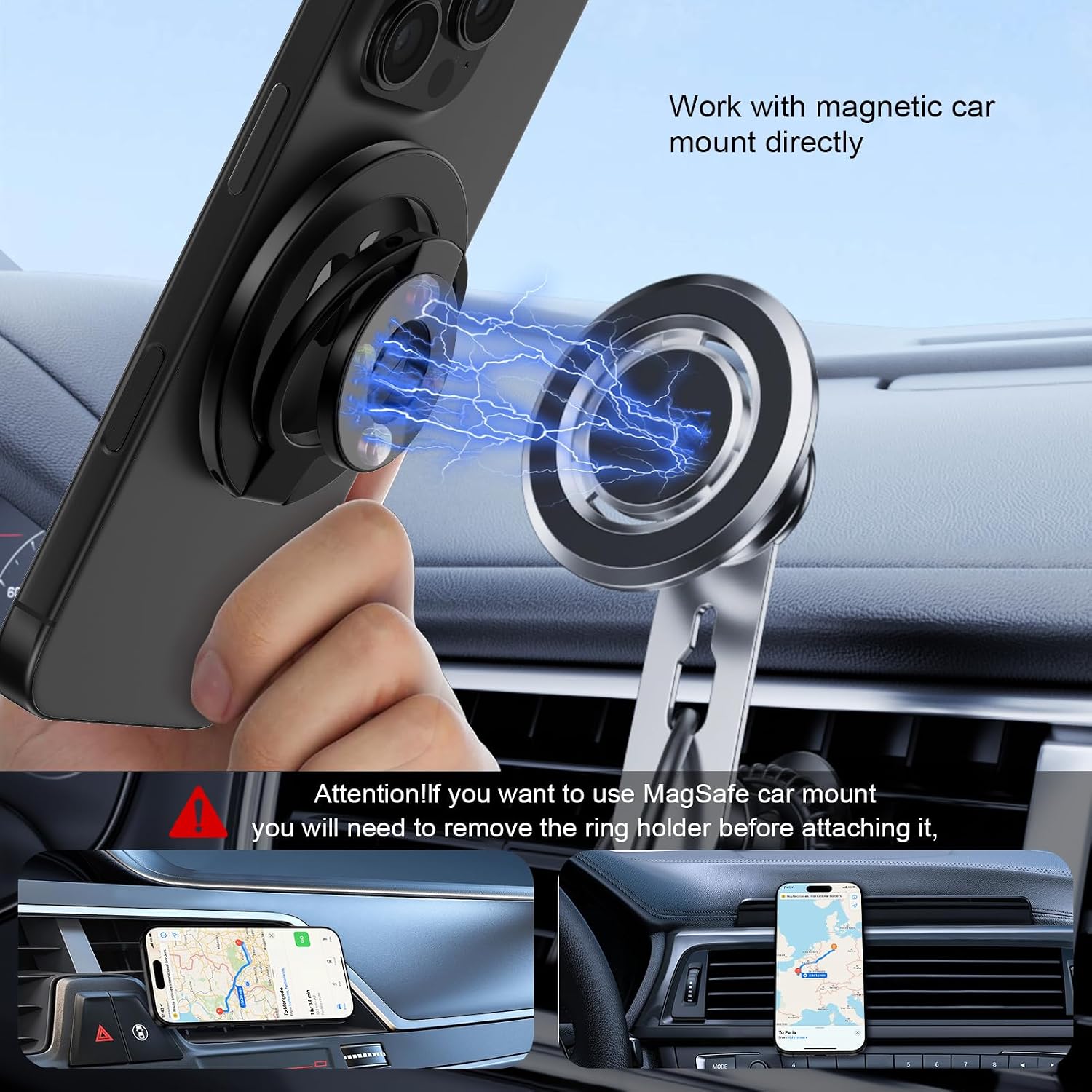 Secure MagSafe-Compatible Magnetic Phone Ring Grip Stand encalife