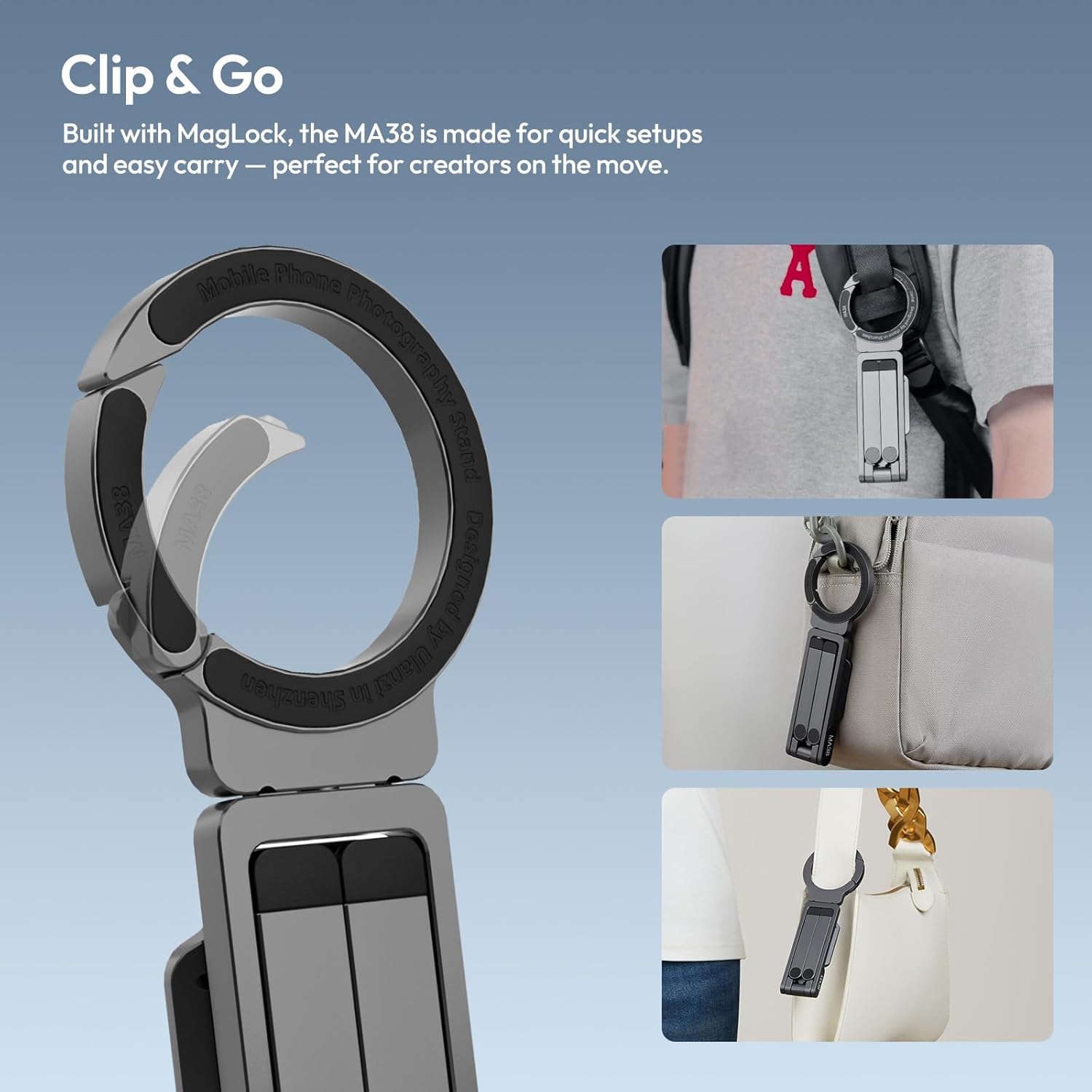 Foldable Magnetic Tripod for Hands-Free Phone Filming encalife