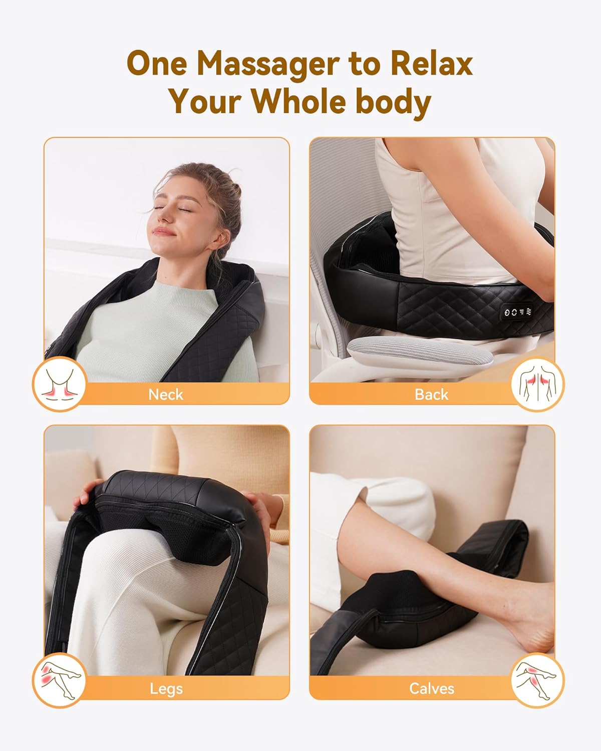 Neck & Back Massager I 4D Shiatsu with Heat encalife