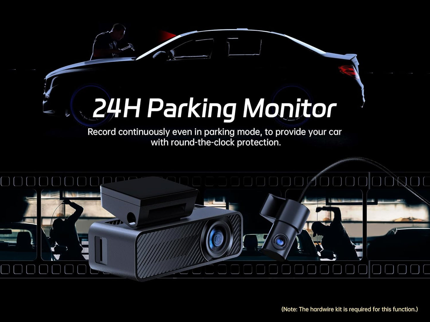 4K Dash Cam Front and Rear for Cars WiFi 64GB encalife