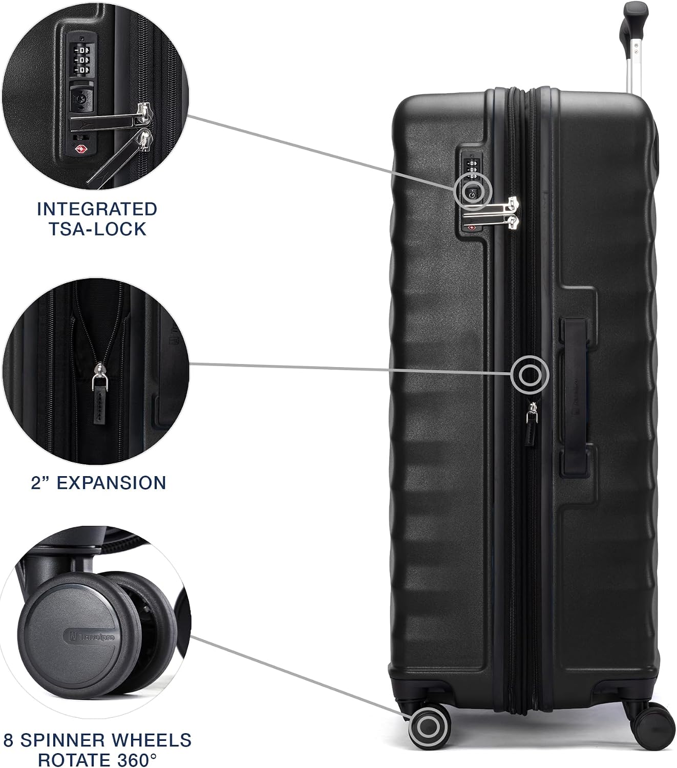 Lightweight Expandable Hardside Checked Luggage Spinner Wheels encalife