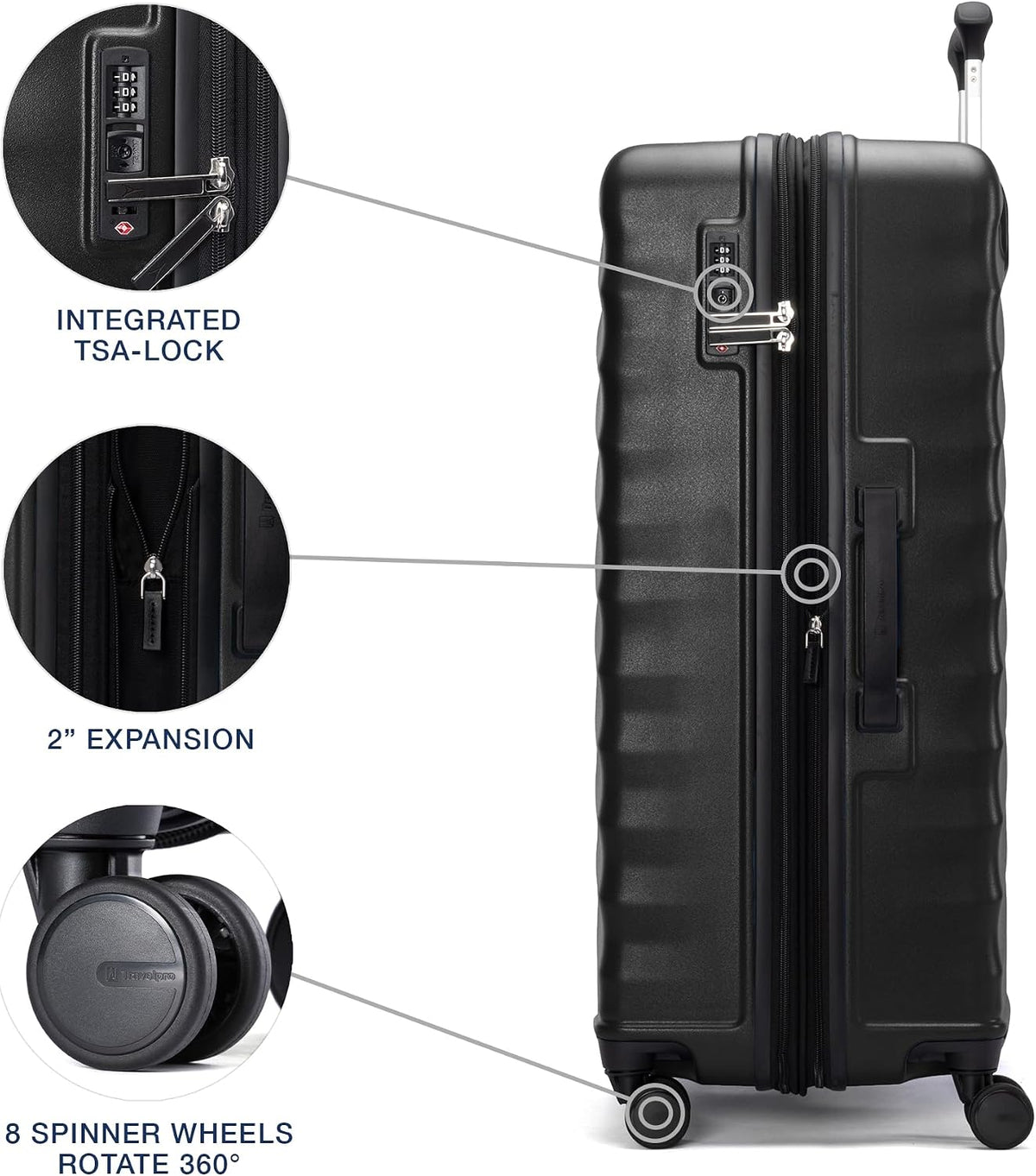 Lightweight Expandable Hardside Checked Luggage Spinner Wheels encalife