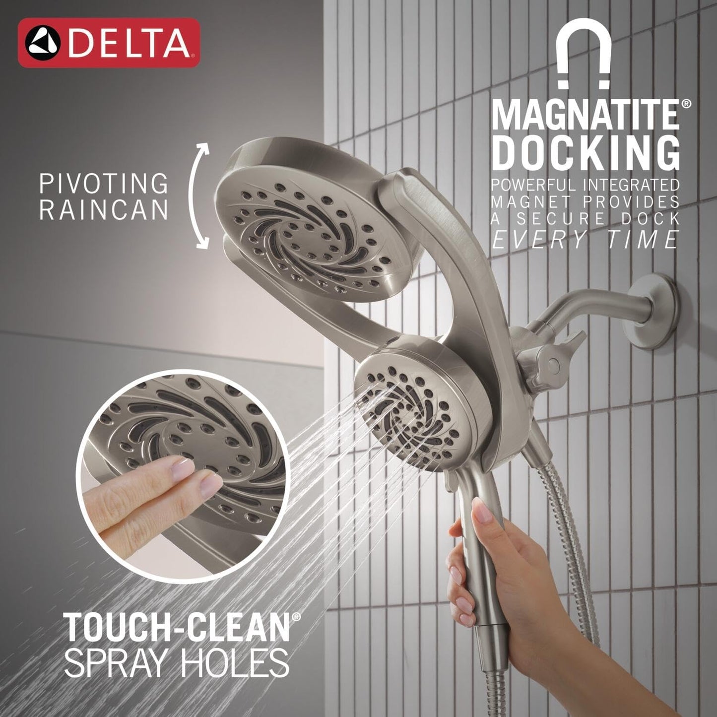 Brushed Nickel Dual I Shower Head encalife