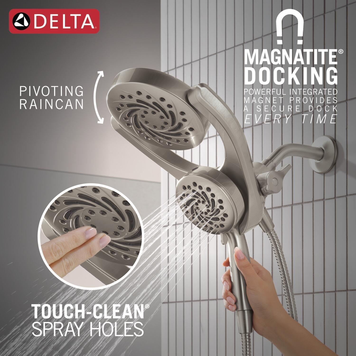 Brushed Nickel Dual I Shower Head encalife