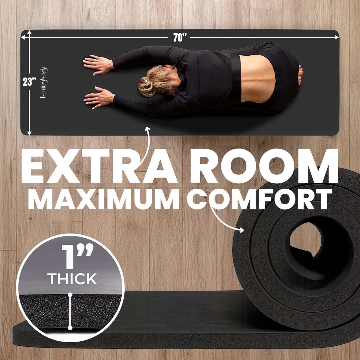 1 Inch Thick Non-Slip Yoga Mat encalife