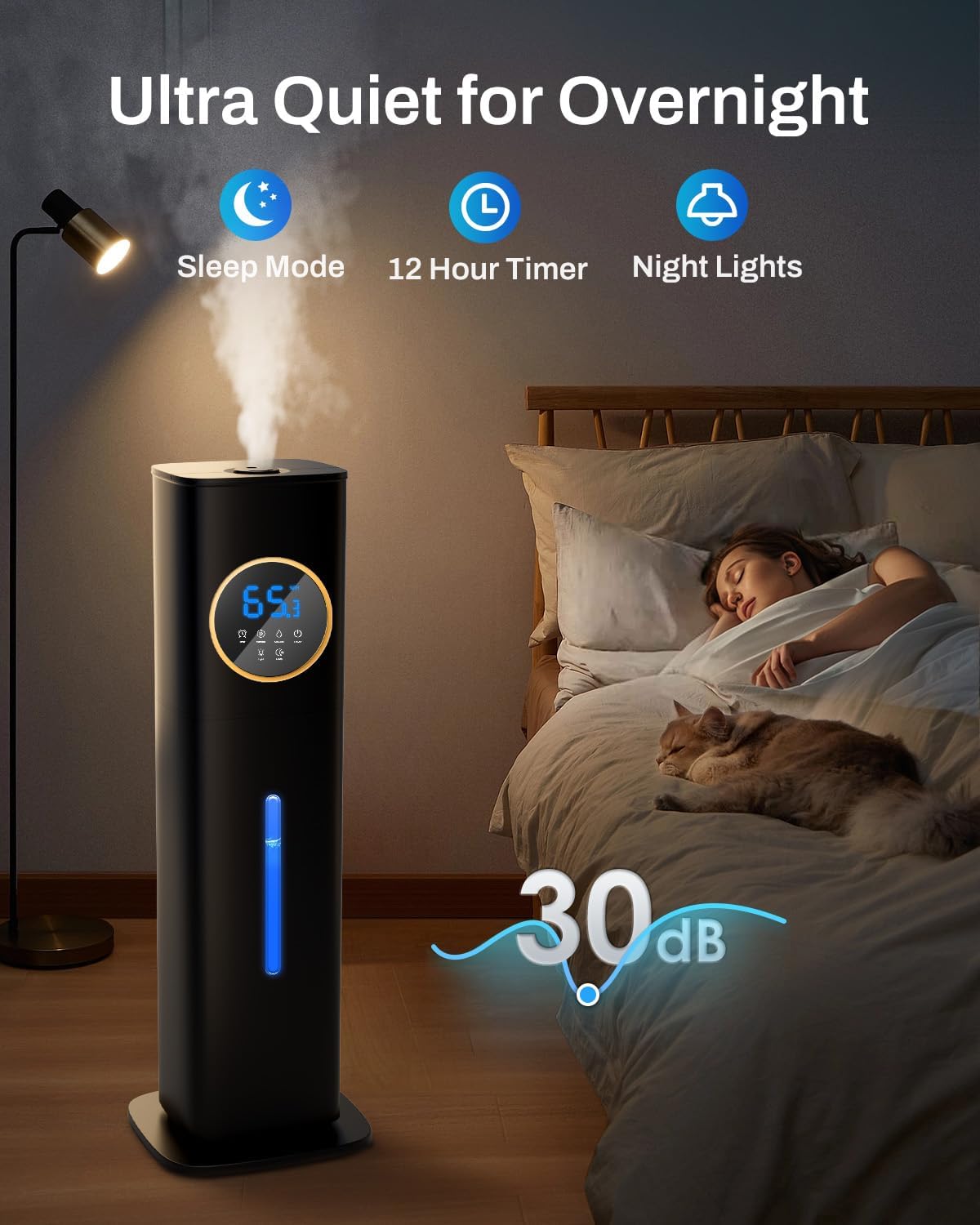 Cool Mist Humidifier | 8L Capacity | With Night Light & Essential Oil Diffuser encalife