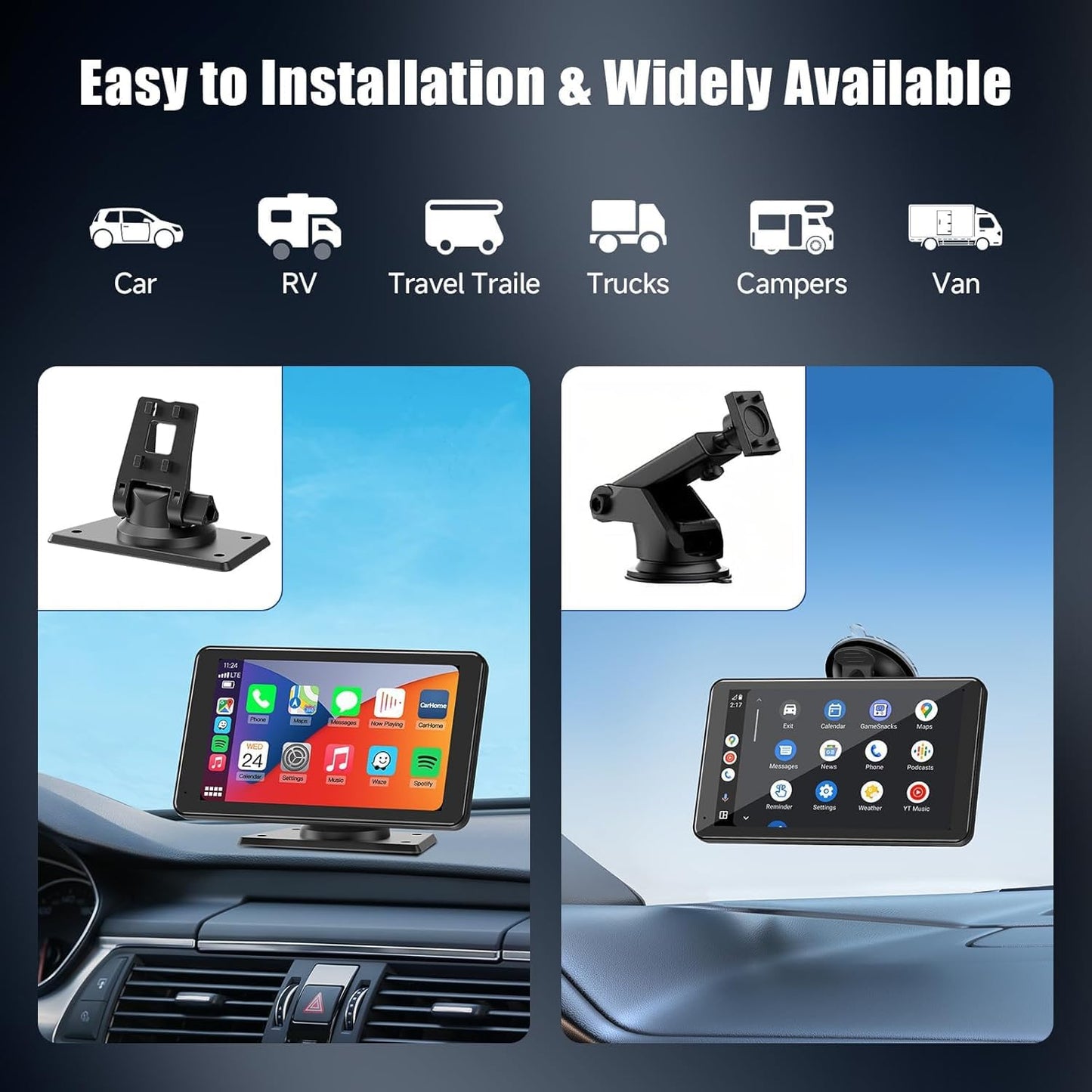7 Inch Wireless Carplay Screen With Backup Camera encalife