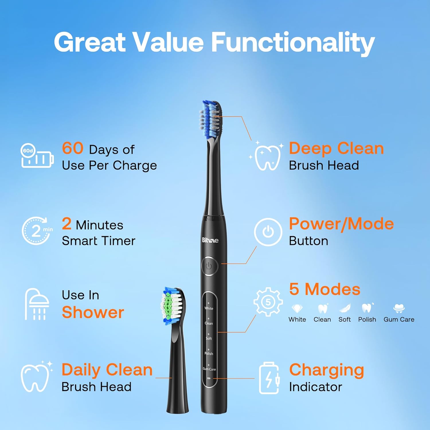 Bitvae ADA Rechargeable Travel Electric Toothbrush encalife