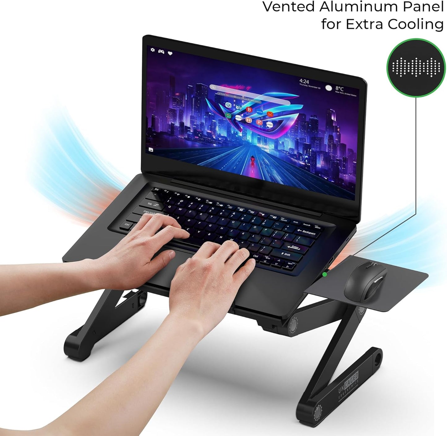 Adjustable Foldable Laptop Stand With Mouse Pad encalife