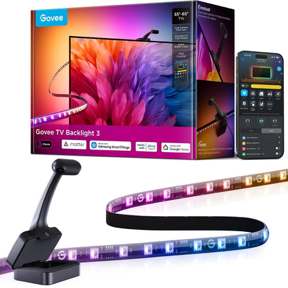RGB Lighting TV backlight with dual-lens camera for 55–65-inch TVs