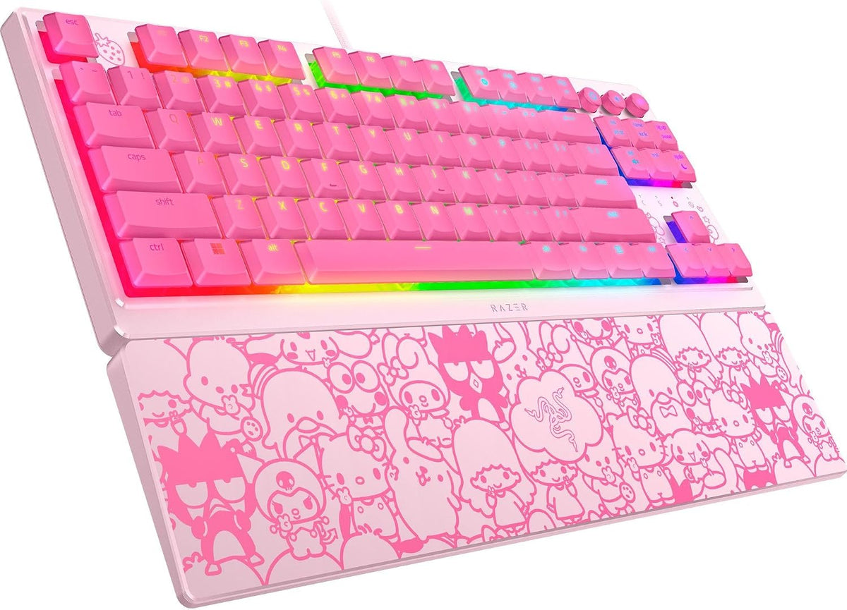 Gaming RGB Keyboard Low Profile Mechanical Pink encalife
