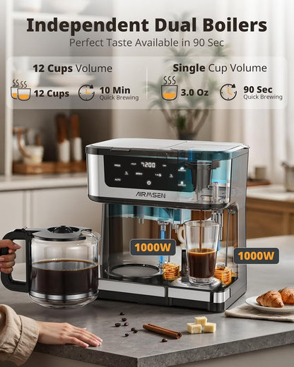 12-Cup Programmable Dual Single Serve Coffee Maker encalife