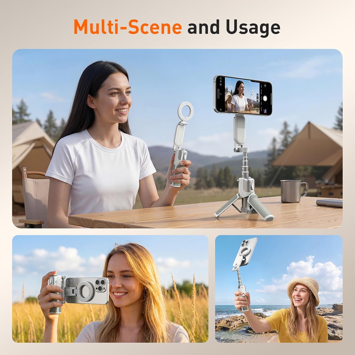 Magnetic Phone Camera Grip Tripod With Remote encalife