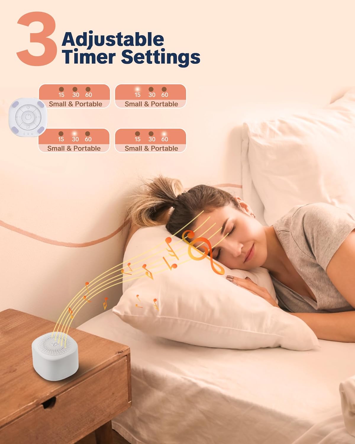 Portable White Noise Machine Rechargeable Night Light encalife