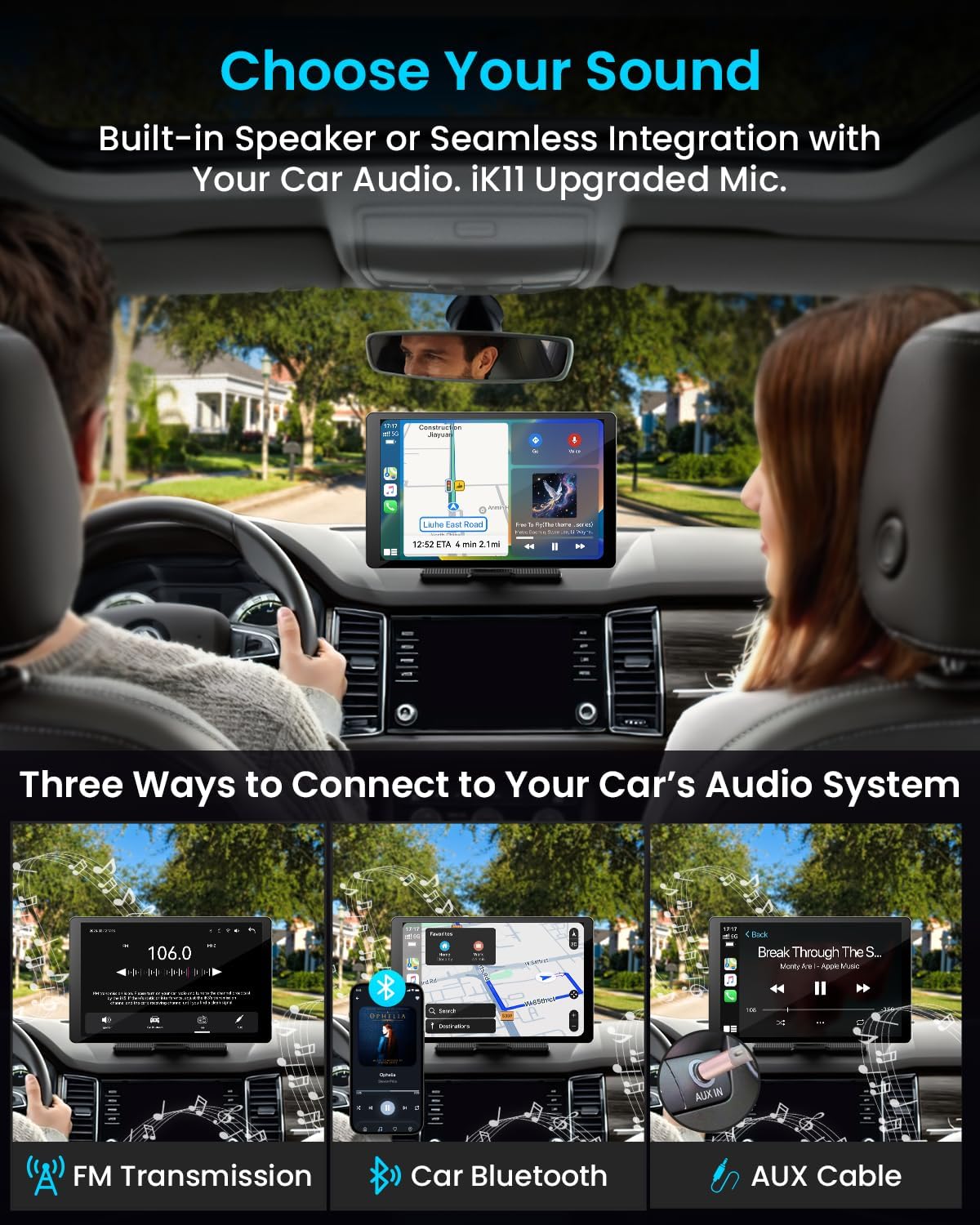 11 Inch Wireless Carplay Screen With Dash Camera encalife