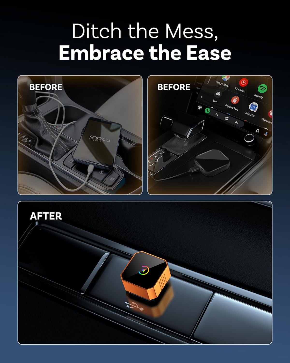 Wireless CarPlay & Auto Adapter | Plug & Play CarPlay Dongle encalife
