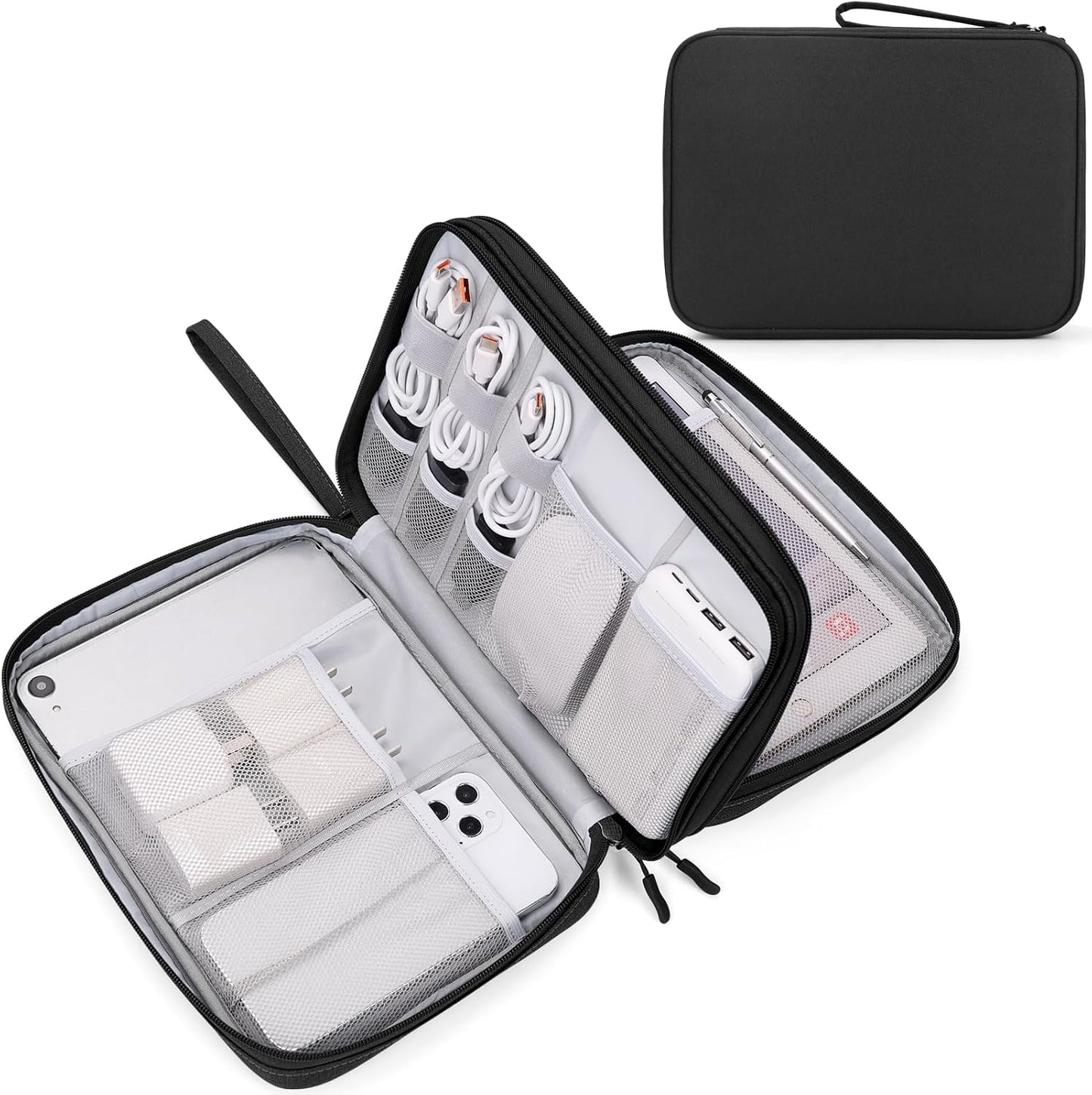 Water-Resistant Travel Tech Organizer for Tangle-Free Essentials encalife