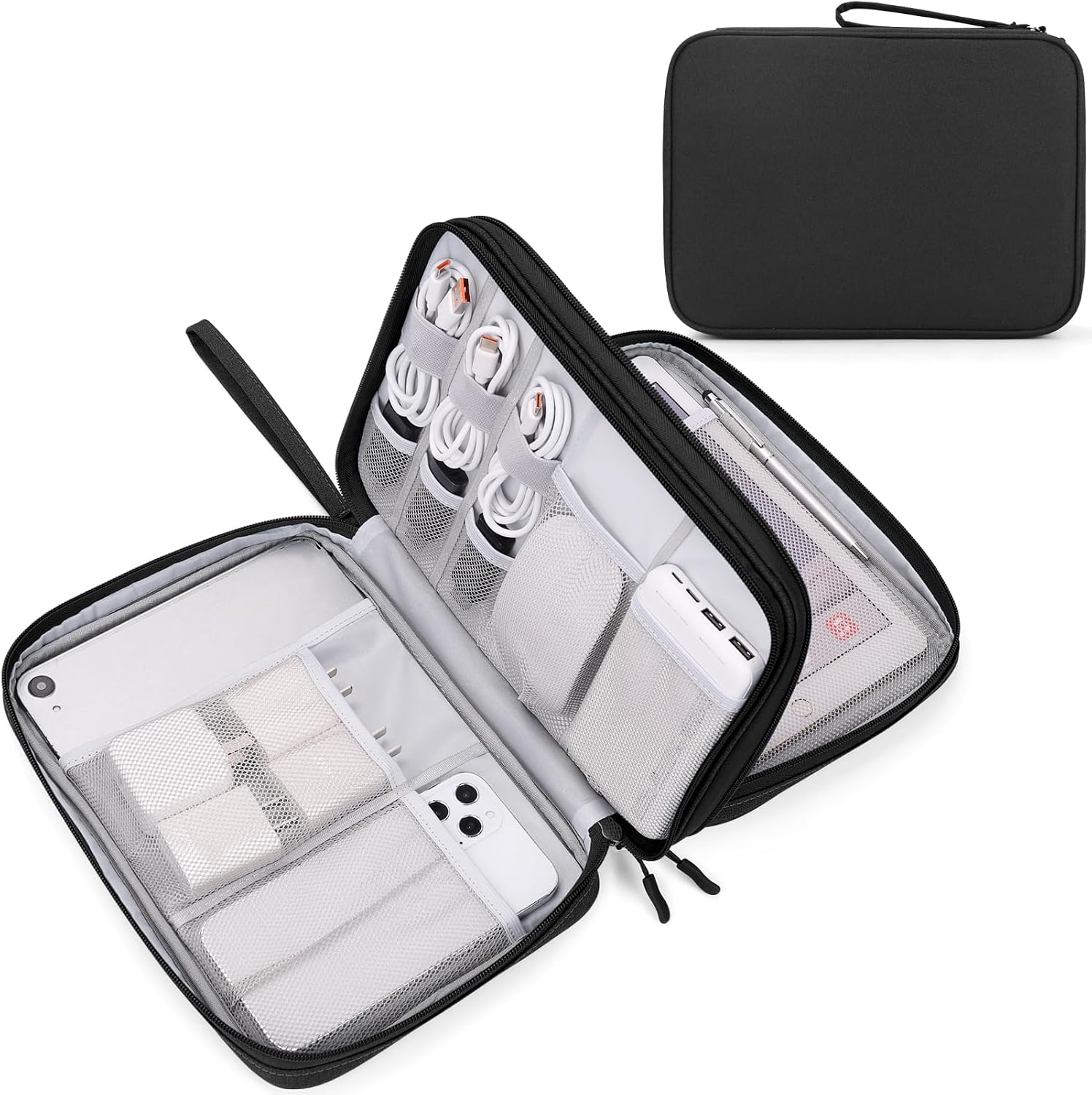 Water-Resistant Travel Tech Organizer for Tangle-Free Essentials encalife