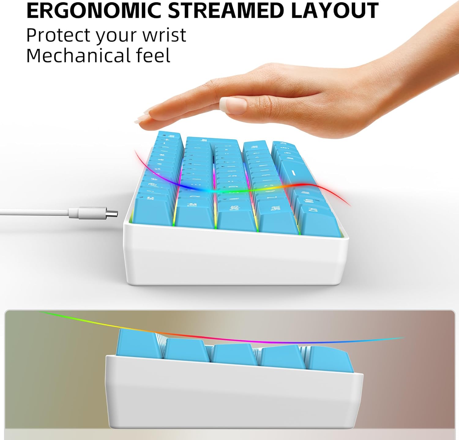 Gaming Keyboard 60% 61‑Key RGB Wired (USB‑C) encalife